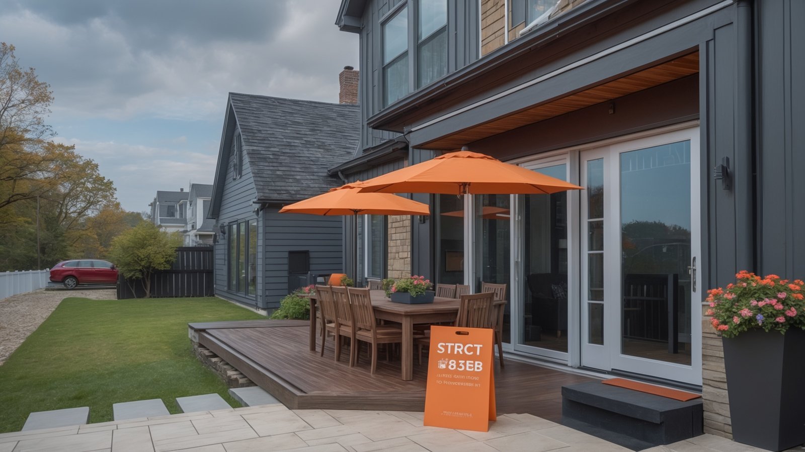 deck construction showing framing and materials in Massachusetts backyard