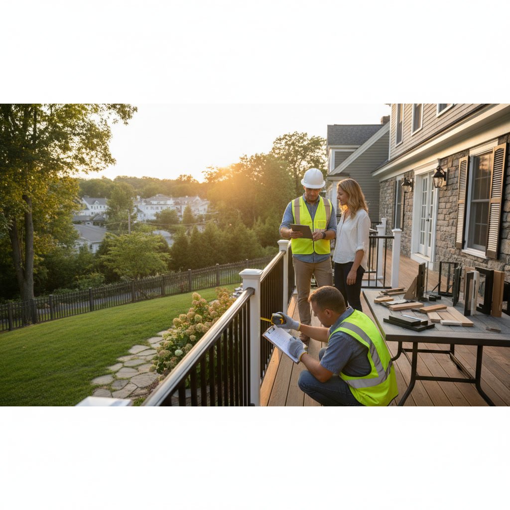 Comparison of different railing materials and styles on Massachusetts homes